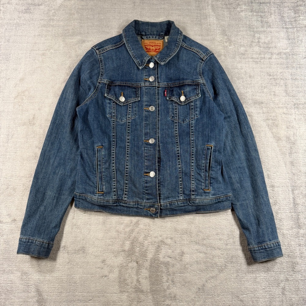 Levis Denim Jacket Womens Large Blue Trucker Button Front 29945-0014 Classic
